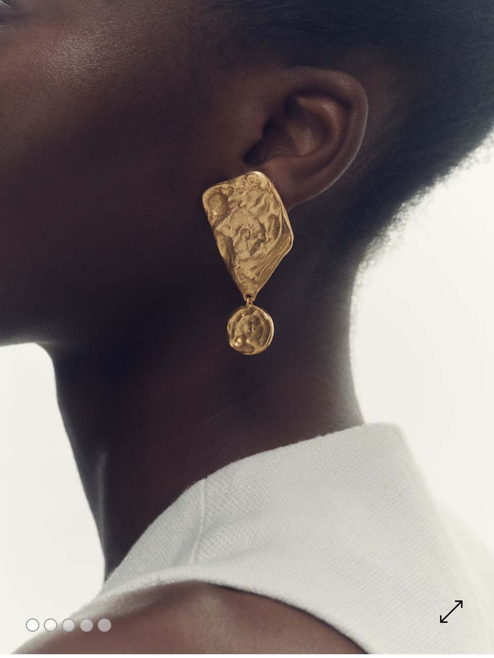 Reiss Hammered Sculptural Drop Earrings in Gold